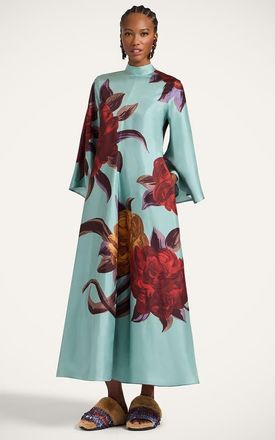 La DoubleJ Magnifico Dress Plac&eacute;e in Queen Peony Plac&eacute;e Blue at Nordstrom, Size Xx-Large It