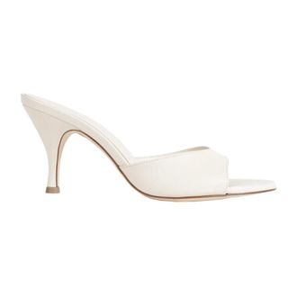Aeyde Heeled Mules, female, White, Size: 11 US Samia Stiletto Mules