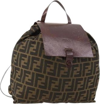 Fendi Pre-owned Backpacks, female, Brown, Size: ONE SIZE Pre-owned Zucca Canvas Backpack
