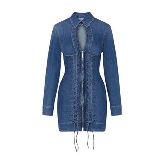 Liu Jo Shirt Dresses, female, Blue, Size: 2XS Abito corto in denim con stringhe