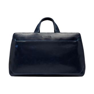 Piquadro Personaliseerbare Duffel Bag voor Laptop 14 - Heren - Weekendtassen - Blauw - ONE Size - Leer - Tassen