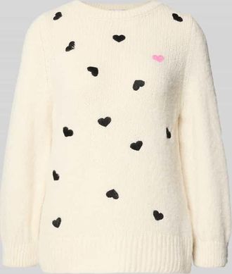 More & More More & More Strickpullover mit gerippten Abschl&uuml;ssen in Offwhite, Gr&ouml;&szlig;e 34