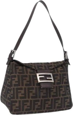 Fendi Pre-owned Vintage Canvas Shoulder Bag - Dames - Vintage Schoudertas - Bruin - ONE Size - Leer - Vintage