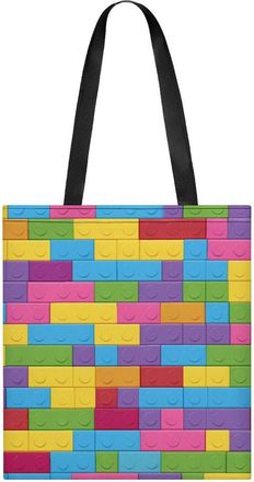 Generic Building Block Print Tote Bag for Women Men Shoulder Bags Purses Pouch Handbags