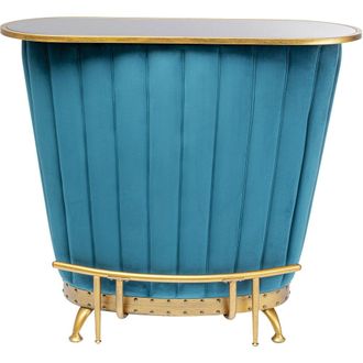 Kare Design Bar terciopelo azul petroleo y detalles dorados 120 x 48cm
