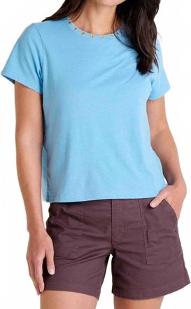 Toad & Co Re-Form Embroidered Crew Shirt In Dusk Blue Embroidery