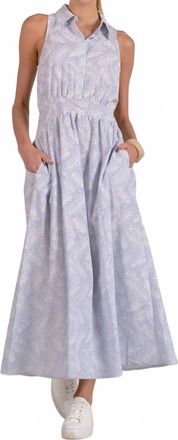 Elan Collared Midi Dress In Blue White Stripe
