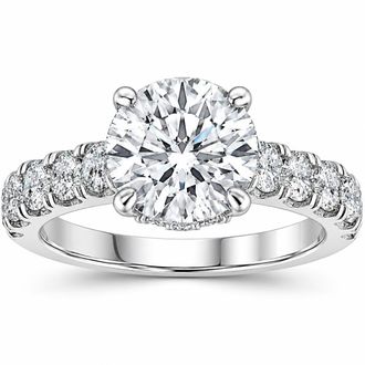 Pompeii3 2 3/4 Ct Diamond Hidden Halo Engagement Ring 14k White Gold