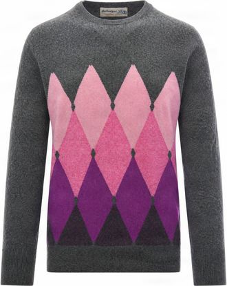 Ballantyne Charcoal Diamond Pattern Cashmere Sweater