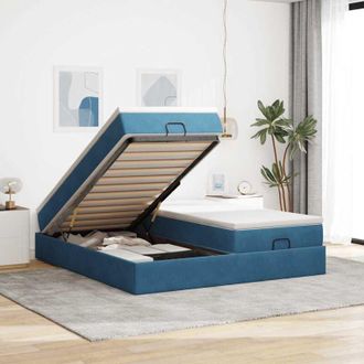 vidaXL Vidaxl - Estructura De Cama Otomana Colchones Terciopelo Azul Oscuro