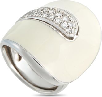 Roberto Coin 18K White Gold Diamond and Enamel Ring RC32-050526