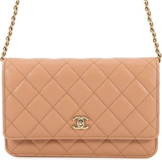 Chanel Brown Grained Calfskin Chain/Shoulder Wallet (Pre-Owned)