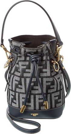 Fendi Fendi Mon Tresor Mini Ff Denim & Leather Bucket Bag