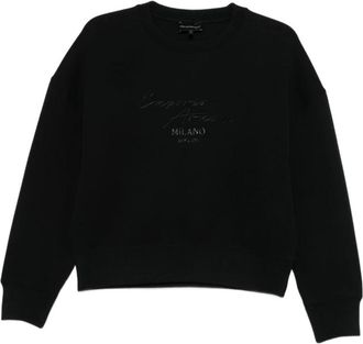 Emporio Armani Geborduurde Crewneck Sweatshirt - Dames - Sweatshirts - Zwart - XS - Hoodies & sweatvesten