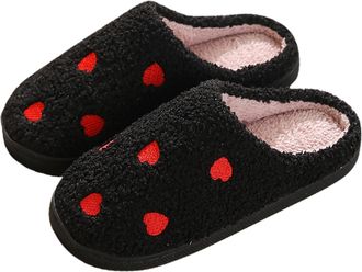 Generic Womens Slippers Couples Winter Fashion Cozy Clogs for Men and Women Comfortable Home Warm Design for Couples Cozy Slippers for Women(Black, 4.5)