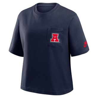 Nike Arizona Legacy Pocket Boxy Nike Womens College T-Shirt in Blue | 11CM41SUAV-SYF