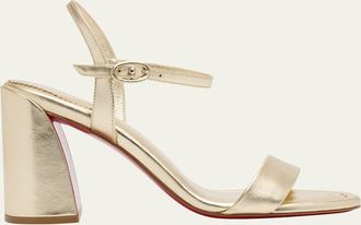 Christian Louboutin 85mm Jane Metallic Leather Ankle-Strap Sandals