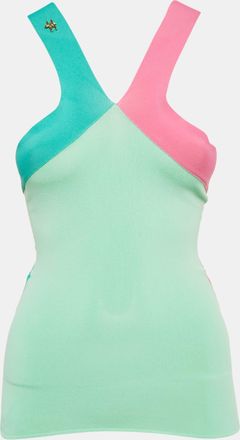 Roberto Cavalli Green Ribbed Tank Top