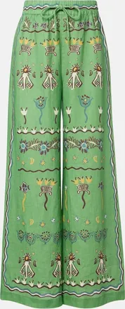 Alemais Al&eacute;mais Sun Dancer linen wide-leg pants