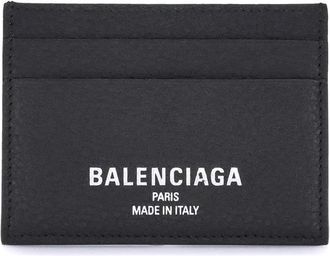 Balenciaga Leren kaarthouder met logoprint - Heren - Portefeuilles - Zwart - ONE Size - Leer - Accessoires