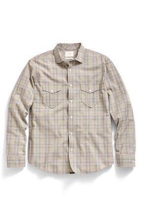 Billy Reid Scout M&eacute;lange Plaid Button-Up Shirt in Highway Grey at Nordstrom Rack, Size Large