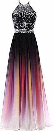 Generic Womens Fall Strapless Slimming Fit Frock Ombre Long Prom Dress Gradient Color Floor Length Evening Party Gown (Multicolor 4,M)