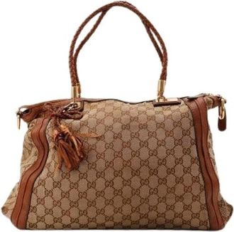 Gucci Pre-owned Tote Bella - Dames - Vintage Handtas - Beige - ONE Size - Leer - Vintage