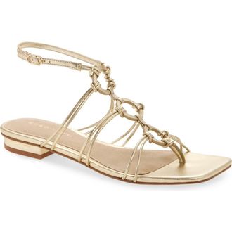 Koko + Palenki Catia Ankle Strap Thong Sandal in Gold Metallic Leather at Nordstrom, Size 6.5