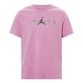 Nike Jordan Mens Air Jordan Sport Dna Flying Man Casual Logo Sports Round Neck Solid Color Short Sleeve Pink T-Shirt CZ8084-591