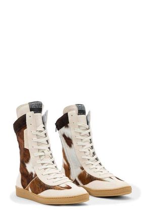 AllSaints Louise Genuine Claf Hair High Top Sneaker in Cow Print at Nordstrom, Size 7Us