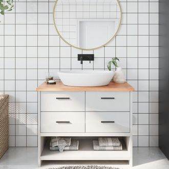 vidaXL Encimera De Ba&ntilde;o Madera Maciza Tratada Marr&oacute;n Claro 100x40x2 Cm Vidaxl