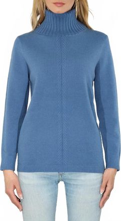 Metric Knits Turtleneck Tunic Top In Colony Blue