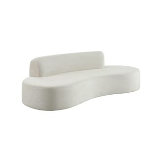 Sweeek Sof&aacute; con forma curva de tela chenilla, 3 plazas, blanco