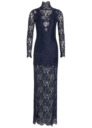Paco Rabanne Lace Maxi Dress - Navy - 34 (UK6 / XS)