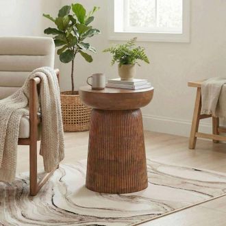 Furniturebox Jura Round Walnut Wood Side Table