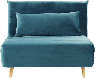 Maisons du monde Sillón cama de 1 plaza de terciopelo azul petróleo