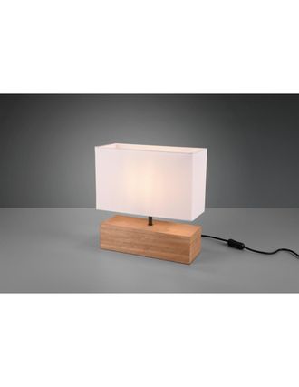 Trio Leuchten Trio Lighting - L&aacute;mpara De Mesa Rect&aacute;ngulo Woody Madera Natural Pantalla Blanca Trio Iluminaci&oacute;n