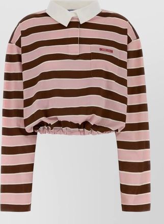 Prada cotton oversized striped long-sleeve polo shirt