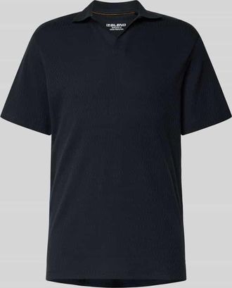 Blend Slim Fit Poloshirt mit Strukturmuster in Black, Gr&ouml;&szlig;e XXL