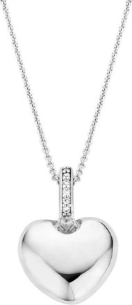 Ti Sento Womens Puff Heart Necklace In Silver