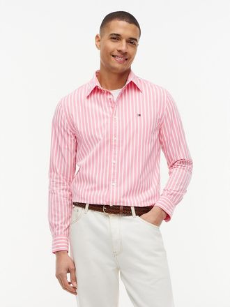 Tommy Hilfiger Mens Regular Fit Striped Shirt - Pink - XXL