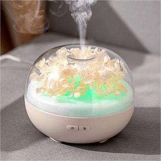 Trade Shop Trade Shop - Altavoz Aceites Esenciales Eterna Flores Ecogramaund Ultrasonido Usb Humidificador 7 Led Luces Beige