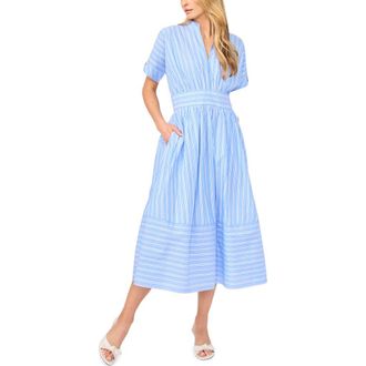 Ted Baker Stripe Cotton Midi Dress in Granada Sky at Nordstrom, Size 12