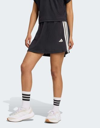 adidas adidas Performance - Stadium - Gonna da tennis in jacquard nera con 3 strisce bianco sporco-Nero