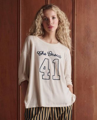 The Great. Sport Long Sleeve Tee In Washed White