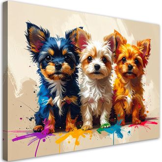 Feeby Impresi&oacute;n De Imagen, Tres Perros De Colores Animales, 100x70