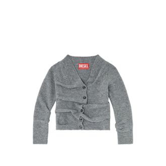 Diesel Cropped Cardigan In Wrinkled Boiled Knit