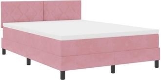 vidaXL Vidaxl - Cama Con Somier Y Colch&oacute;n Con Colch&oacute;n Rosa 160 X 200 Cm Tela