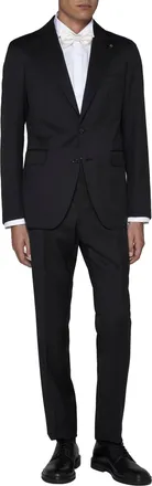 Tagliatore Mens Single-Breasted Suit Black Virgin Wool Suits