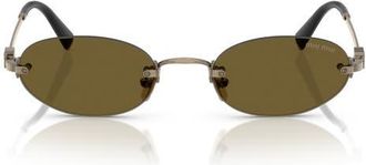Miu Miu 51mm Oval Rimless Sunglasses in Old Gold /Dark Brown at Nordstrom